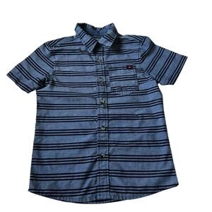 Swiss Cross Blue Stripe Cotton Blend Button Up Shirt Boy's Size 7 | 4-9
